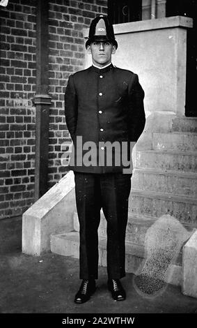 Negative - Policeman in Uniform, Melbourne, Victoria, 1926, A man in police uniform. He had volunteered for service during the police strike Stock Photo