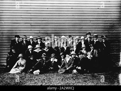 Negative - North Melbourne, Victoria, circa 1915, A group of female South Melbourne supporters at the North Melbourne Football Ground Stock Photo