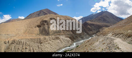 panoramic view of Indus valley in the Himalayas in Ladakh in northern India Stock Photo