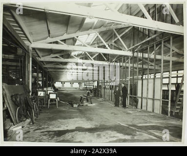 Photograph - Hecla Electrics Pty Ltd, Factory Premises, 1920s, Black and white photograph of the interior of a Hecla factory. The photograph possibly shows Hecla's Little Bourke Street premises in Melbourne. This photograph is from an album containing 255 black and white photographs depicting electrical appliances, showroom displays, factory interiors and advertising material relating to Hecla Electrics Pty Ltd. It is part of the Hecla collection of Stock Photo