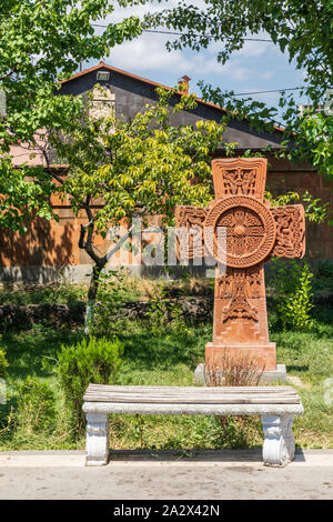 Western Asia,Eurasia,South Caucasus, Republic of Armenia. Yerevan, Nork-Marash district. Monument on the grounds of the Surb Astvatsatsin Church. Stock Photo