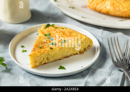 Homemade Spaghetti Omelette with Eggs and Parsley