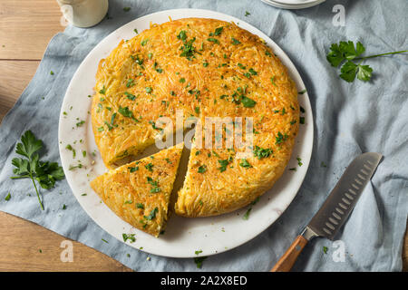 Homemade Spaghetti Omelette with Eggs and Parsley