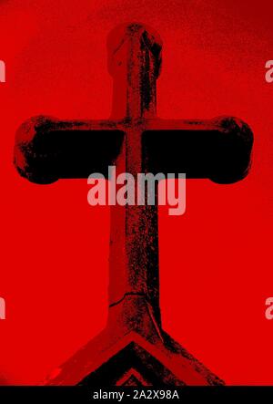 A stylised (image manipulated) cross in red. Stock Photo