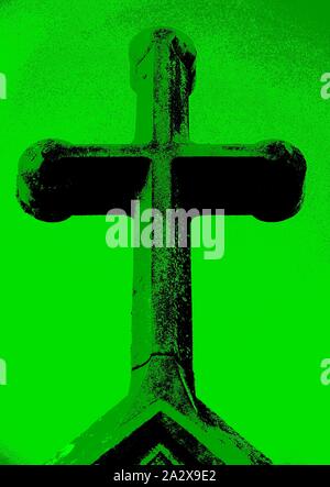 A stylised (image manipulated) cross in green. Stock Photo