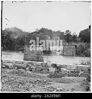 Richmond, Virginia. Ruins of Richmond & Danville Railroad bridge; Stock Photo