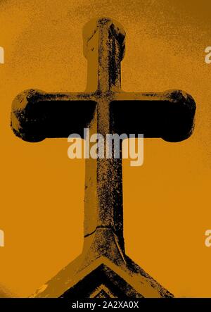 A stylised (image manipulated) cross in orange. Stock Photo