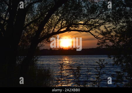 Sunset over the Ottawa river Stock Photo