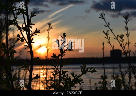 Sunset over the Ottawa river Stock Photo