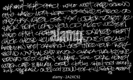 A very large image of abstract graffiti gibberish isolated on a black background. Good for using as a texture or to composite on walls for added graff Stock Photo