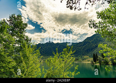 Tourist attraction with beatiful view of Lake of Idro in north of Italy Stock Photo