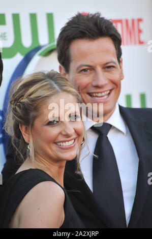 LOS ANGELES, CA. August 03, 2011: Sarah Michelle Gellar & Ioan Gruffudd, stars of Ringer, at the CBS Summer 2011 TCA Party at The Pagoda, Beverly Hills. © 2011 Paul Smith / Featureflash Stock Photo