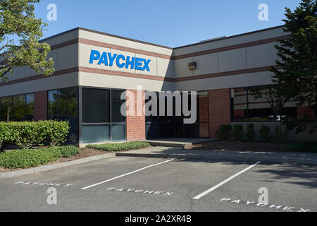 PAYCHEX office in Beaverton, Oregon, on Friday, May 8, 2019. Paychex is an American provider of payroll, human resource, benefits outsourcing services. Stock Photo