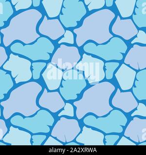 seamless vector pattern with cracked sea ice in shades of cold blue colors Stock Vector