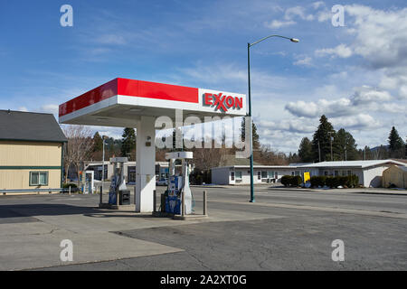 An Exxon gas station in Coeur d'Alene, Idaho, seen on Tuesday, Mar 26, 2019 Stock Photo