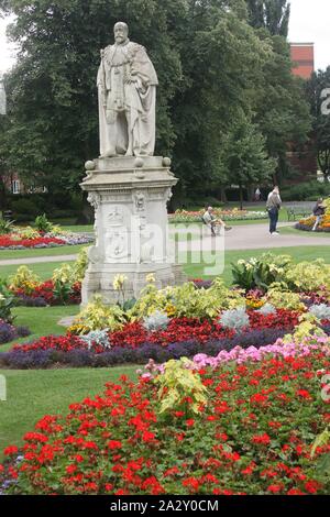 Lichfield, England - A statue of King Edward VII in Beacon Park Stock Photo