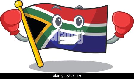 Boxing flag south africa on a character Stock Vector