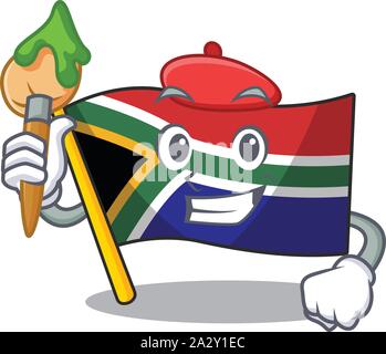 Artist flag south africa on a character Stock Vector