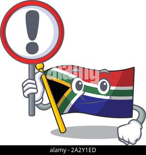 With sign flag south africa on a character Stock Vector