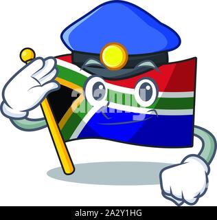 Police flag south africa on a character Stock Vector