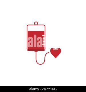 Blood bag icon. Vector illustration, flat design. Stock Vector