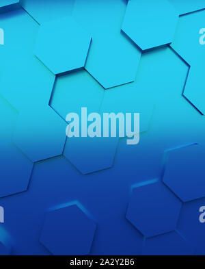 Abstract background with blue metallic hexagons , 3d rendering Stock Photo
