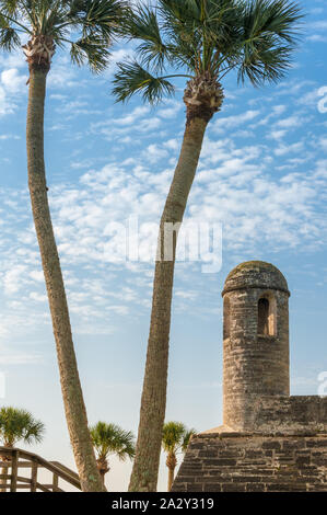 The watchtower of Castillo de San Marcos on Matanzas Bay in historic St. Augustine, Florida. (USA) Stock Photo