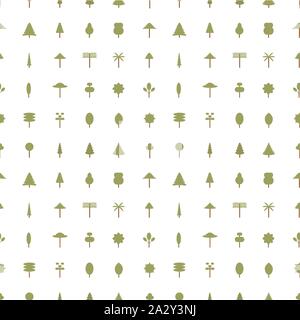 Vector seamless pattern with trees icon elements. Stock Vector