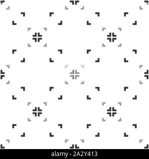 Abstract seamless pattern, black and white of aspect pixel perfect with right angles. Modern stylish. Design geometric texture for print, vector illus Stock Vector