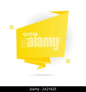 Big ribbon with quote text space vector illustration isolated on white background. Quotation remark, mention frame like speech bubble or callout text Stock Vector