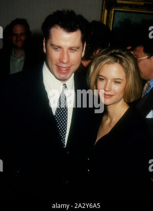 West Hollywood, California, USA 17th January 1995 Actor John Travolta and actress kelly Preston attend Los Angeles Film Critics Association Annual Luncheon on January 17, 1995 t Belage Hotel in West Hollywood, California, USA. Photo by Barry King/Alamy Stock Photo Stock Photo