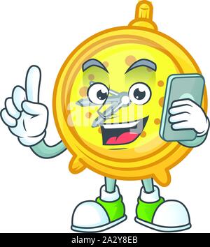 With phone design alarm clock in cartoon character Stock Vector