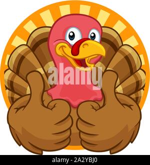 Turkey Thanksgiving or Christmas Cartoon Character Stock Vector