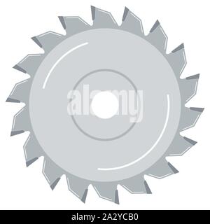 Circular saw blade disk for wood, metal work flat design vector icon isolated on white background. Stock Vector