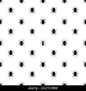Little black spider abstract halloween design seamless monochrome pattern vector illustration on white background. Stock Vector