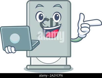 With laptop rom drive mascot isolated with cartoon Stock Vector