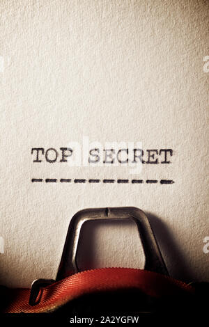 The sentence, Top Secret, written with a typewriter Stock Photo - Alamy