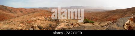 Panoramic shot of beautiful mountain scenery of Fuerteventura island. Stock Photo