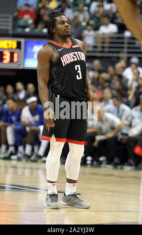 October 3, 2019 - Houston Rockets guard Chris Clemons #3 during a preseason game between the Los Angeles Clippers and the Houston Rockets at the Stan Sheriff Center on the campus of the University of Hawaii at Manoa in Honolulu, HI - Michael Sullivan/CSM. Stock Photo