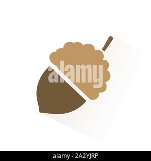 Acorn color icon with shadow. Flat vector illustration Stock Vector