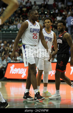 October 3, 2019 - Los Angeles Clippers forward Mfiondu Kabengele #25 during a preseason game between the Los Angeles Clippers and the Houston Rockets at the Stan Sheriff Center on the campus of the University of Hawaii at Manoa in Honolulu, HI - Michael Sullivan/CSM. Stock Photo