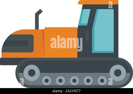 Bulldozer icon. Heavy tracked tractor with blade. Vector simple flat ...