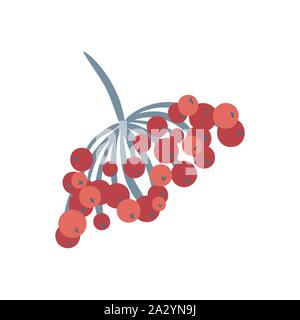 Vector of red viburnum berries branch. Cute Hand drawn doodle illustration Stock Vector
