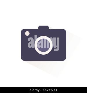 Camera color icon with shadow. Flat vector illustration Stock Vector