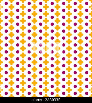 Vector white seamless pattern with pluses and circles. Stock Vector