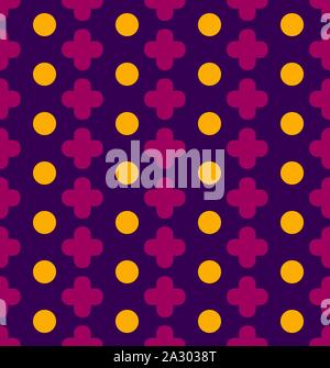 Vector seamless pattern with pluses and circles. Stock Vector