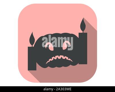 Pumpkin and candles flat icon with long shadow. Halloween, October 31st. Vector illustration Stock Vector
