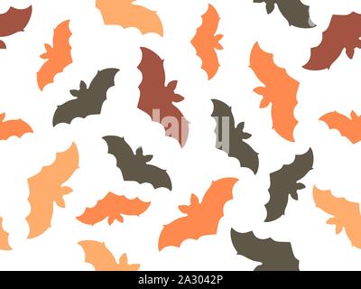 Bats seamless pattern on white background. Halloween, October 31st. Vector illustration Stock Vector
