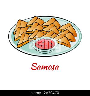 Set of delicious and famous food of Indian in colorful gradient design icon,vector illustration Stock Vector