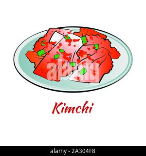 Set of delicious and famous food of Korean in colorful gradient design icon,vector illustration Stock Vector
